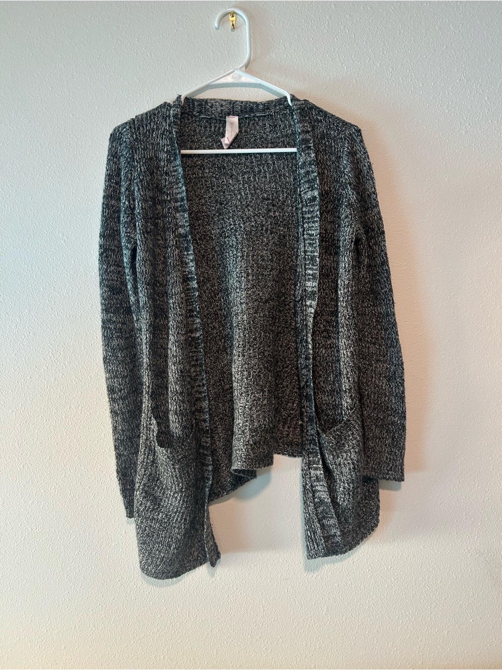 No Boundaries Open-Front Women's Cardigan - Charcoal/Black